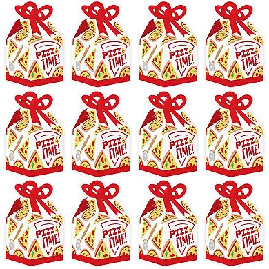 Big Dot Of Happiness Pizza Party Time - Square Favor Gift Boxes - Party Bow Boxes - 12 Ct