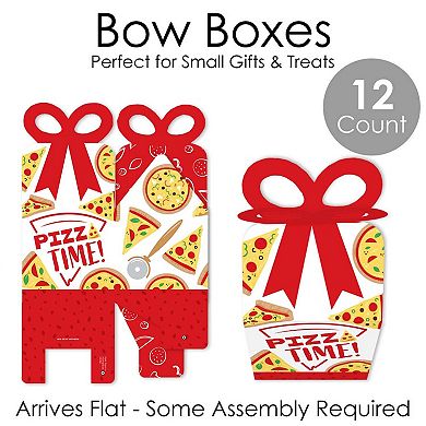Big Dot Of Happiness Pizza Party Time - Square Favor Gift Boxes - Party Bow Boxes - 12 Ct