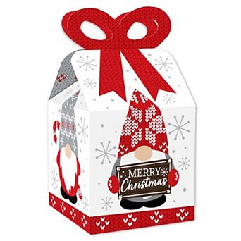 Big Dot Of Happiness Christmas Gnomes Square Favor Gift Boxes Holiday Party Bow Boxes 12 ct