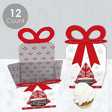 Big Dot Of Happiness Christmas Gnomes Square Favor Gift Boxes Holiday Party Bow Boxes 12 Ct