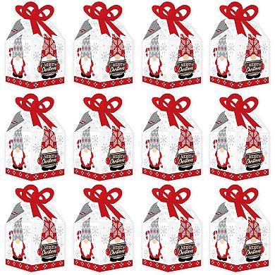 Big Dot Of Happiness Christmas Gnomes Square Favor Gift Boxes Holiday Party Bow Boxes 12 Ct