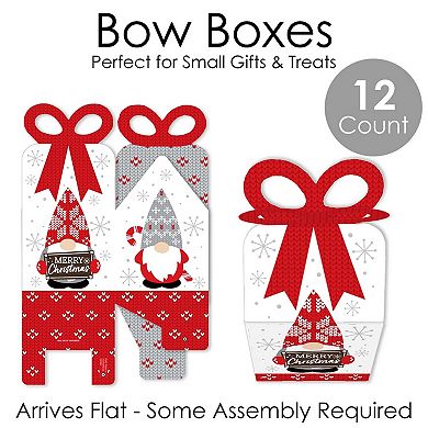 Big Dot Of Happiness Christmas Gnomes Square Favor Gift Boxes Holiday Party Bow Boxes 12 Ct