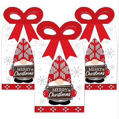 Big Dot Of Happiness Christmas Gnomes Square Favor Gift Boxes Holiday Party Bow Boxes 12 Ct