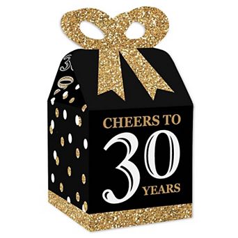 Big Dot Of Happiness Adult 30th Birthday Gold Square Favor Gift Boxes Party Bow Boxes 12 ct