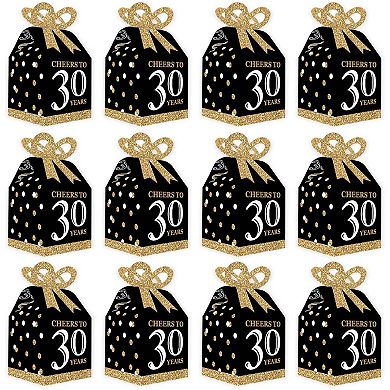 Big Dot Of Happiness Adult 30th Birthday Gold Square Favor Gift Boxes Party Bow Boxes 12 Ct