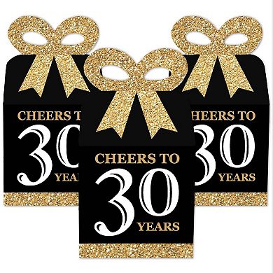 Big Dot Of Happiness Adult 30th Birthday Gold Square Favor Gift Boxes Party Bow Boxes 12 Ct