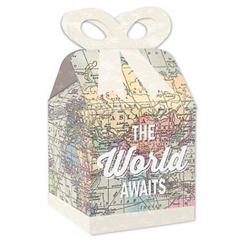 Big Dot Of Happiness World Awaits Square Favor Gift Boxes Travel Themed Party Bow Boxes 12 ct