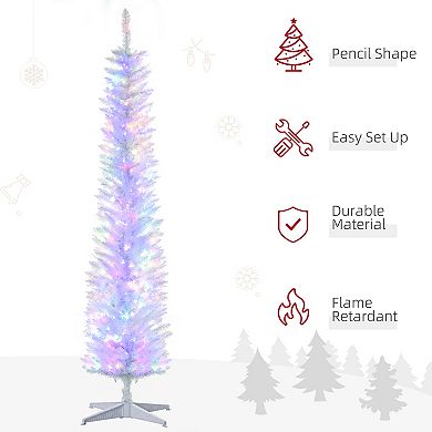 7ft Pencil Prelit Artificial Christmas Tree With 500 Colorful Surface Branches