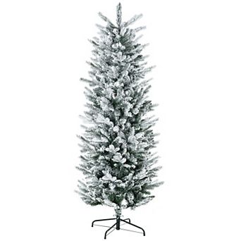 Homcom 6' Artificial Christmas Tree With Sonw Flocked, Auto Open