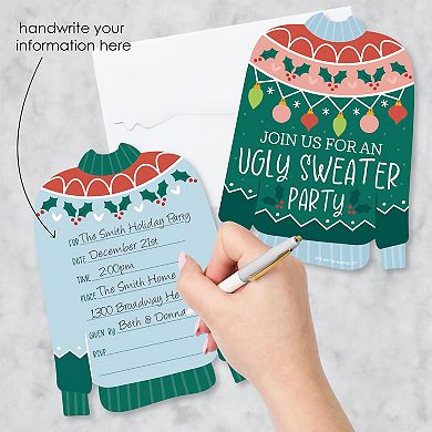 Big Dot Of Happiness Colorful Christmas Sweaters Holiday Invitation Card With Envelopes 12 Ct