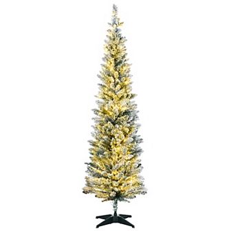 Homcom 6' Prelit Artificial Christmas Tree With Warm White Led Lights, Green