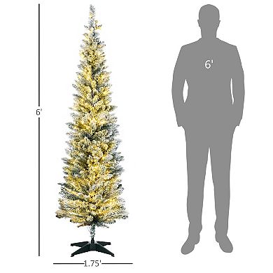 Homcom 6' Prelit Artificial Christmas Tree With Warm White Led Lights, Green