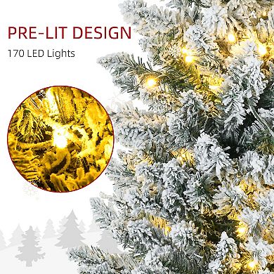 HOMCOM 6ft Prelit Artificial Pencil Christmas Tree w/ LED Lights