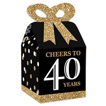 Big Dot Of Happiness Adult 40th Birthday Gold Square Favor Gift Boxes Party Bow Boxes 12 ct
