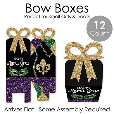 Big Dot Of Happiness Mardi Gras - Square Favor Gift Boxes - Masquerade Party Bow Boxes 12 Ct