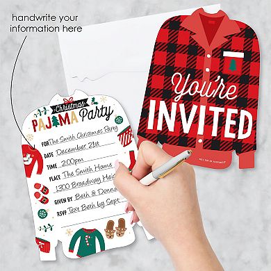 Big Dot Of Happiness Christmas Pajamas Holiday Party Invitation Cards With Envelopes 12 Ct