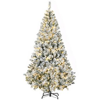 Homcom 6' Flocked Artificial Christmas Tree With Warm White Led Lights