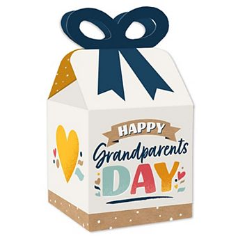 Big Dot Of Happiness Happy Grandparents Day - Square Favor Gift Boxes - Party Bow Boxes 12 ct