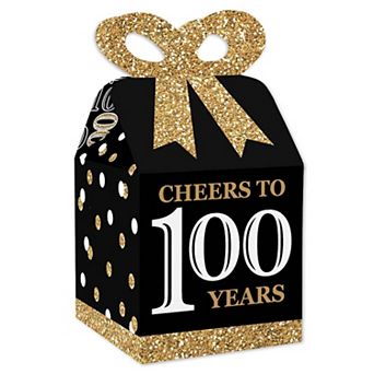 Big Dot Of Happiness Adult 100th Birthday Gold Square Favor Gift Boxes Party Bow Boxes 12 ct