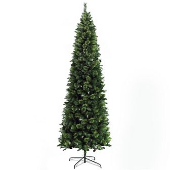 Homcom 9' Skinny Artificial Christmas Tree With Auto Open, Pine Needles