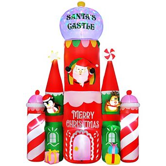 Giant 10ft Christmas Inflatables Decorations Candy Castle Santa Claus W/ Light