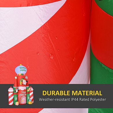 HOMCOM 118" Giant Christmas Inflatables Candy Castle with Flashing Light