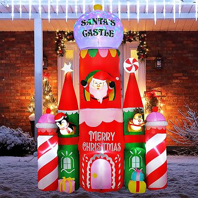 Giant 10ft Christmas Inflatables Decorations Candy Castle Santa Claus W/ Light