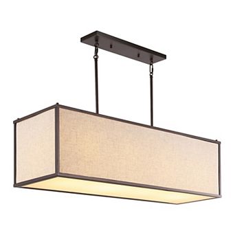 Cole Minimalist Industrial Rectangular Linen Iron Linear Led Pendant