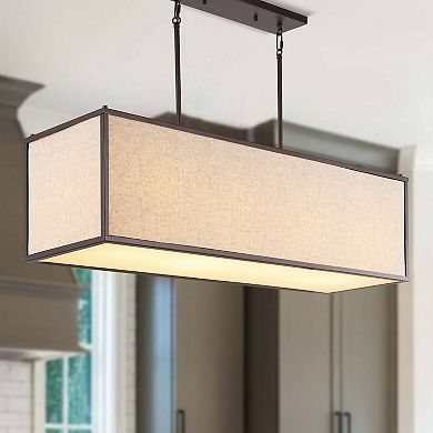 Cole Minimalist Industrial Rectangular Linen Iron Linear Led Pendant