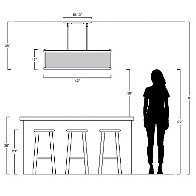 Cole Minimalist Industrial Rectangular Linen Iron Linear Led Pendant