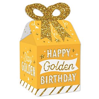 Big Dot Of Happiness Golden Birthday Square Favor Gift Boxes Party Bow Boxes 12 ct