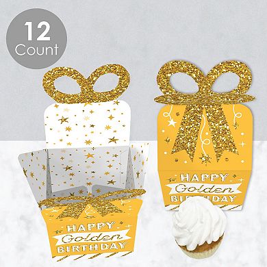 Big Dot Of Happiness Golden Birthday Square Favor Gift Boxes Party Bow Boxes 12 Ct