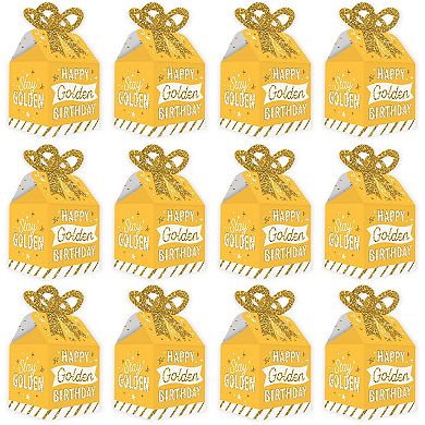Big Dot Of Happiness Golden Birthday Square Favor Gift Boxes Party Bow Boxes 12 Ct