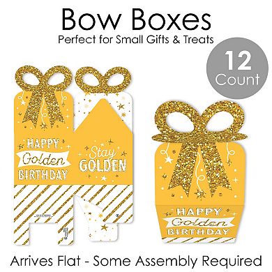 Big Dot Of Happiness Golden Birthday Square Favor Gift Boxes Party Bow Boxes 12 Ct