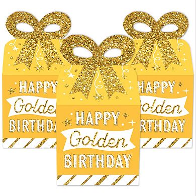 Big Dot Of Happiness Golden Birthday Square Favor Gift Boxes Party Bow Boxes 12 Ct