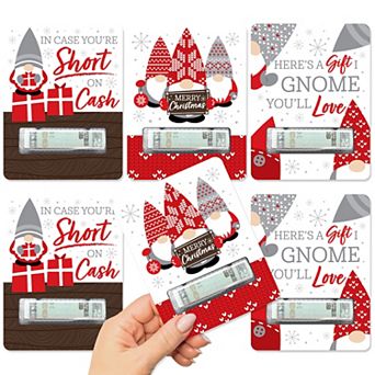 Big Dot Of Happiness Christmas Gnomes - Diy Assorted Funny Money Cards - 6 ct