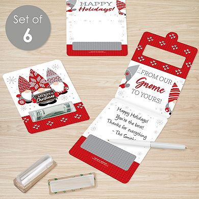 Big Dot Of Happiness Christmas Gnomes - Diy Assorted Funny Money Cards - 6 Ct