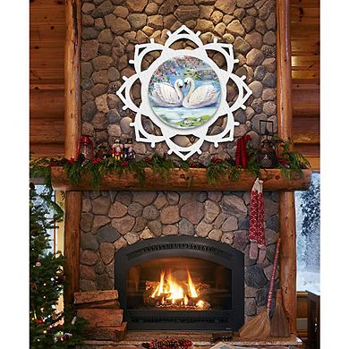 Snowflake Loving Swans Door Hanger by G. DeBrekht - Love Family Kids Decor
