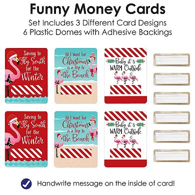 Big Dot Of Happiness Flamingle Bells Assorted Tropical Christmas Party Funny Money Cards 6 Ct