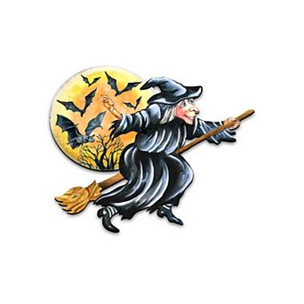 Witch Halloween 24-Inch Handcrafted Wooden Door Decor by G. Debrekht - Thanksgiving Decor