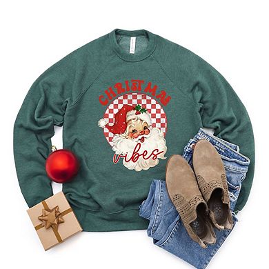 Christmas Vibes Santa Checkered Bella Canvas Sweatshirt