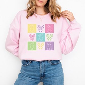 Simply Sage Market Checkered Bunny Outline Coquette Garment Dyed Tee