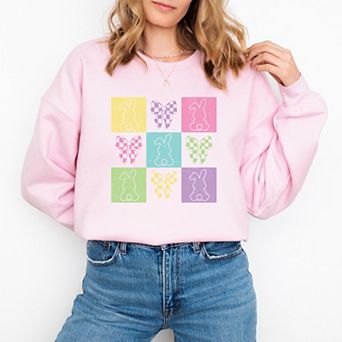 Simply Sage Market Checkered Bunny Outline Coquette Garment Dyed Tee