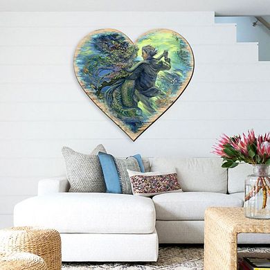 For the Love of a Mermaid Wall Hanger by Josephine Wall - Coastal Sea-Life Handcrafted Wooden Décor