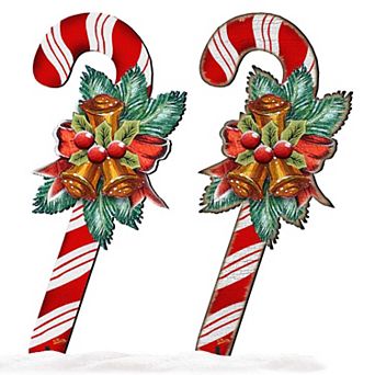 32-Inch Christmas Candy Cane Holiday Outdoor Unique Handcrafted Wooden Porch Decor by G. DeBrekht