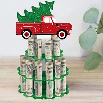 Big Dot Of Happiness Merry Little Christmas Tree - Diy Red Truck Money Holder Gift - Cash Cake