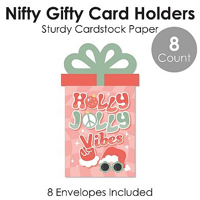 Big Dot Of Happiness Groovy Christmas - Gift Card Sleeves - Nifty Gifty Card Holders - Set Of 8