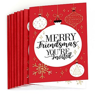 Big Dot Of Happiness Red & Gold Friendsmas - Fill-in Friends Christmas Party Invitations 8 Ct