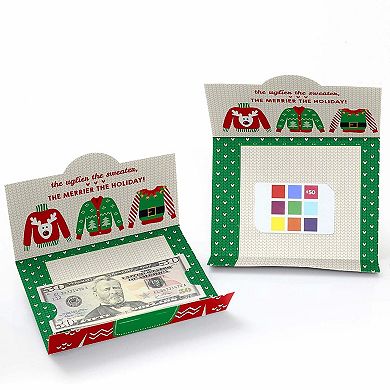 Big Dot Of Happiness Ugly Sweater - Holiday & Christmas Money & Gift Card Holders - Set Of 8