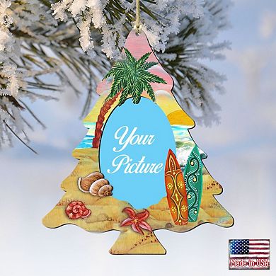 Coastal Christmas Tree Picture Frame Ornaments Ornament For Photo Coastal Holiday Decor